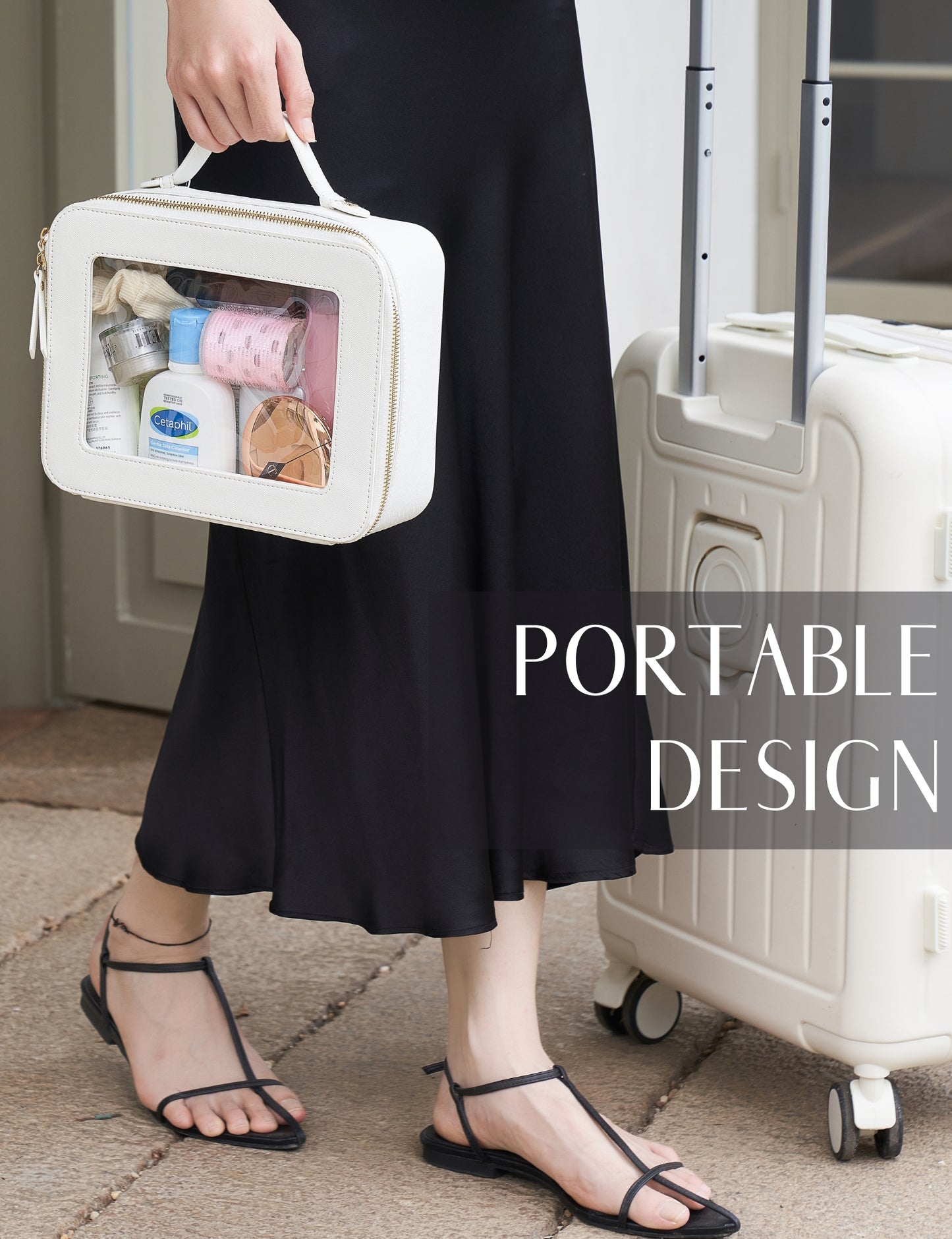 Popvibe Clear Makeup Bag, Large, White