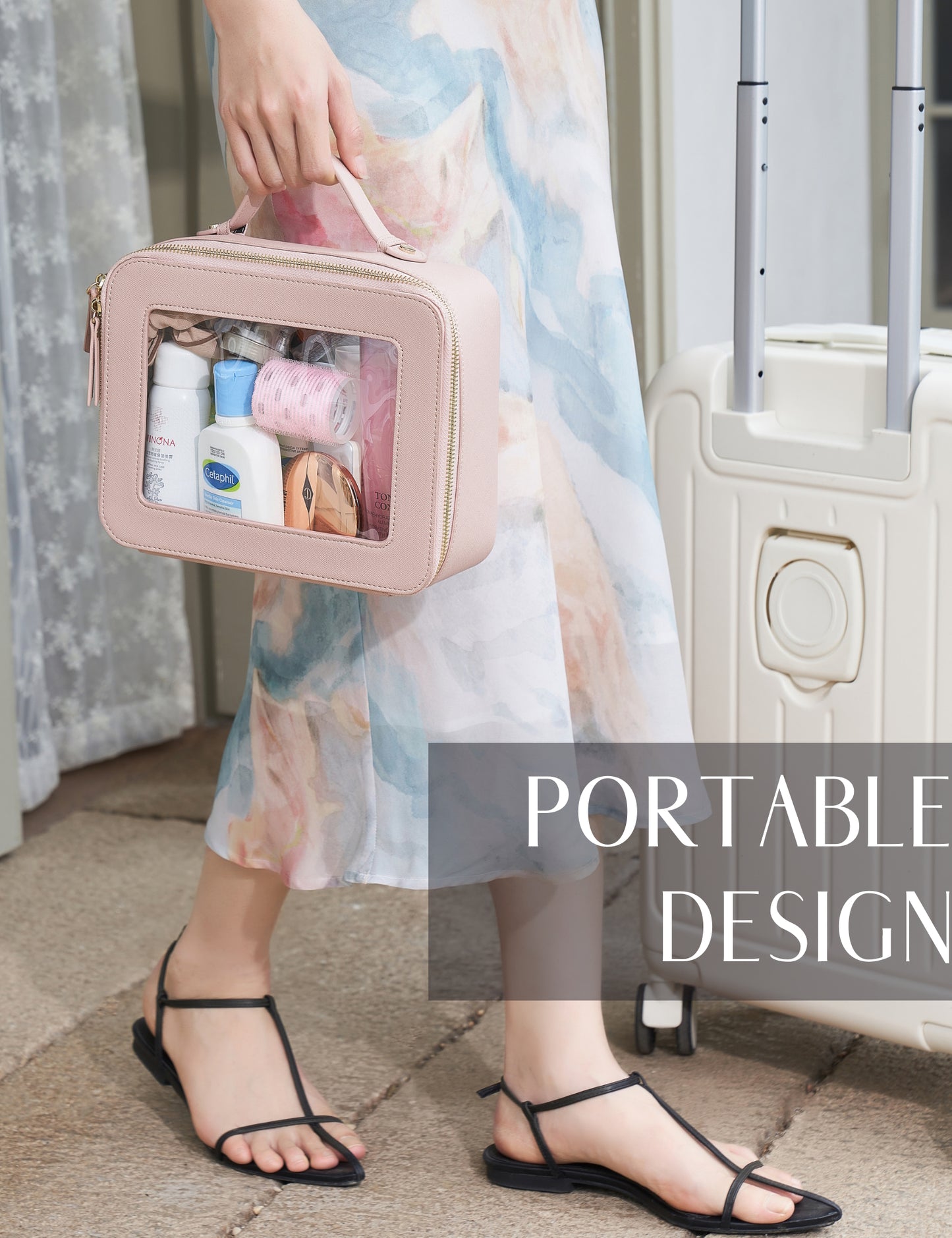 Popvibe Clear Makeup Bag, Large, Pink