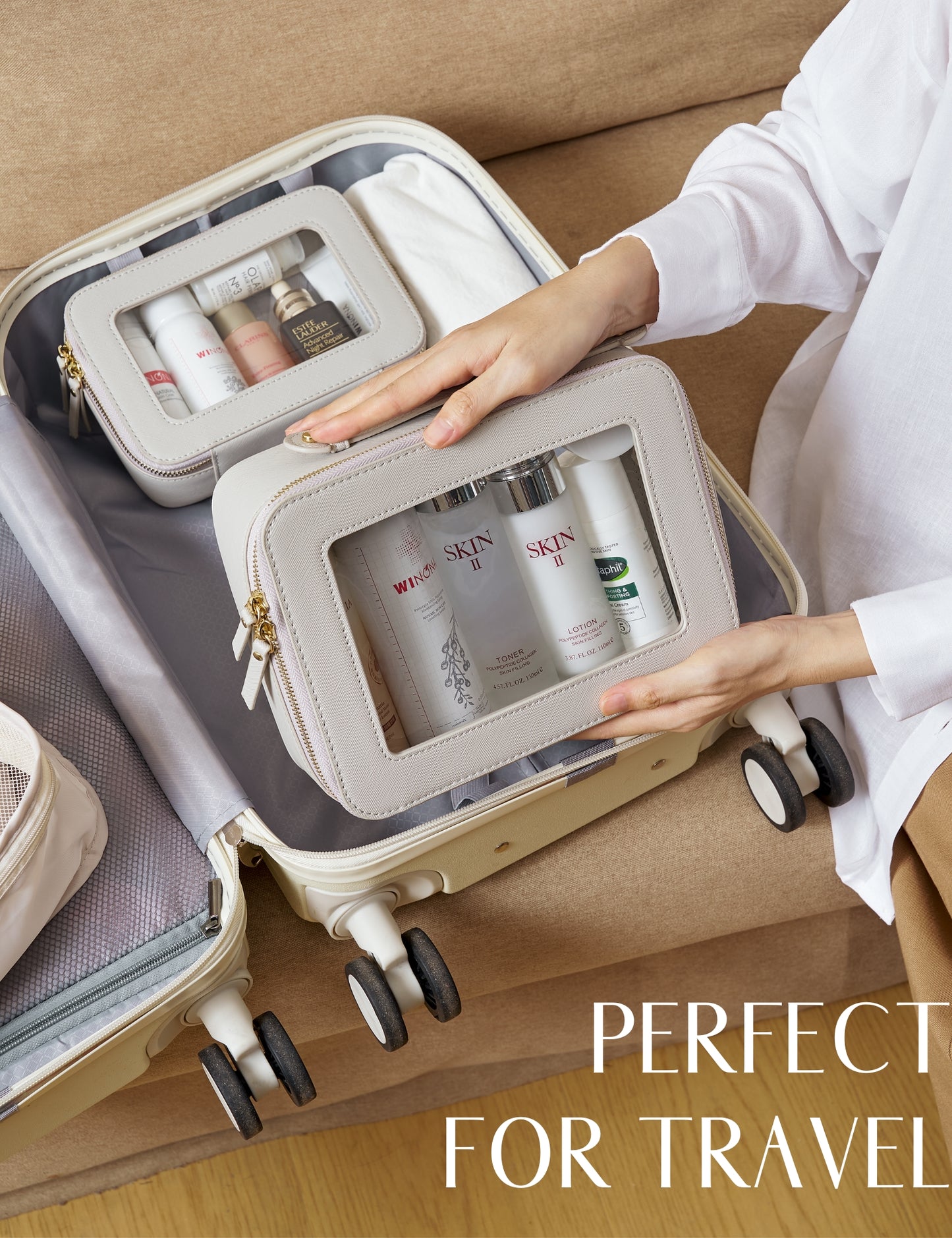 Popvibe Clear Makeup Bag, Medium, Grey