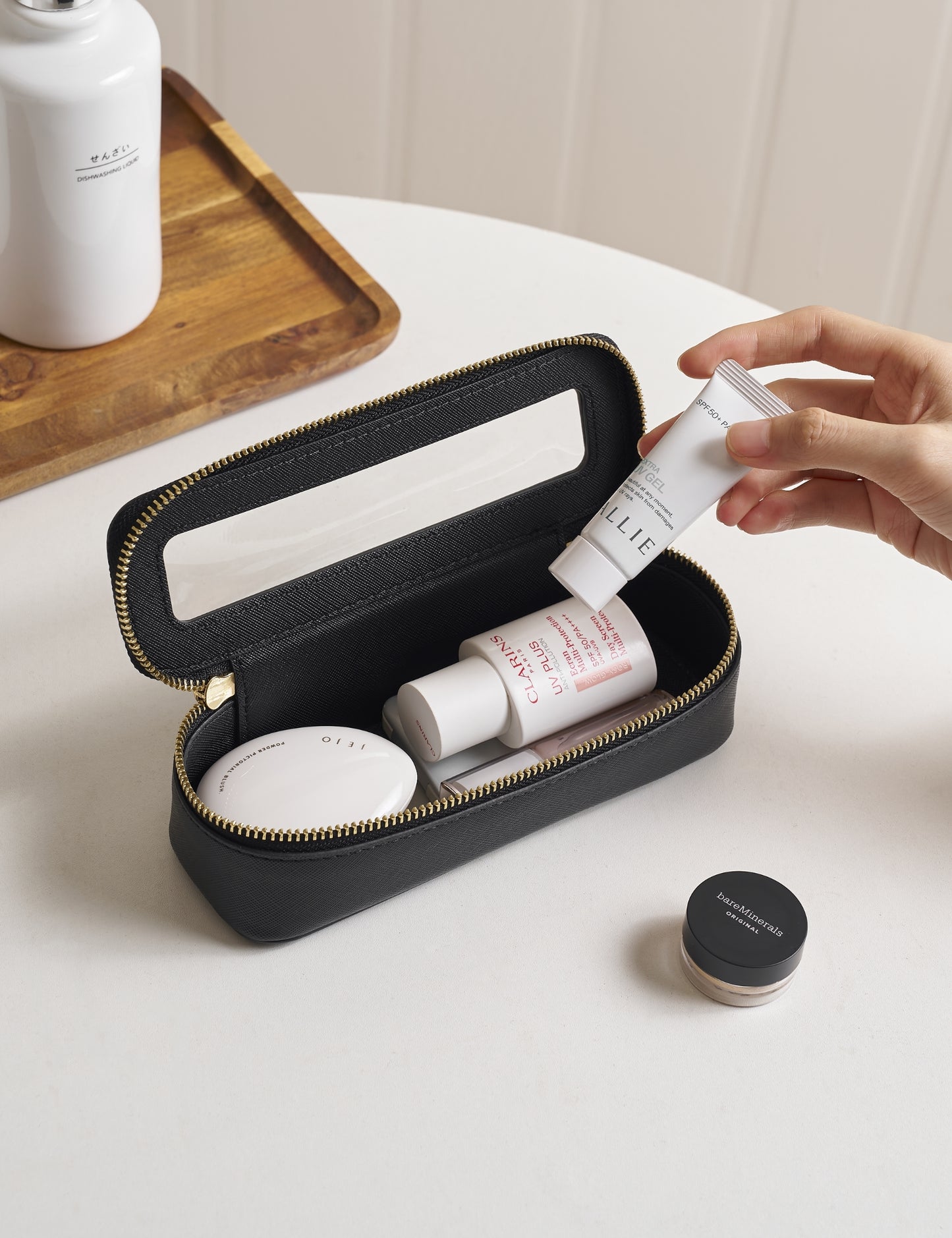 Popvibe Clear Makeup Bag, Slim Sleek, Black