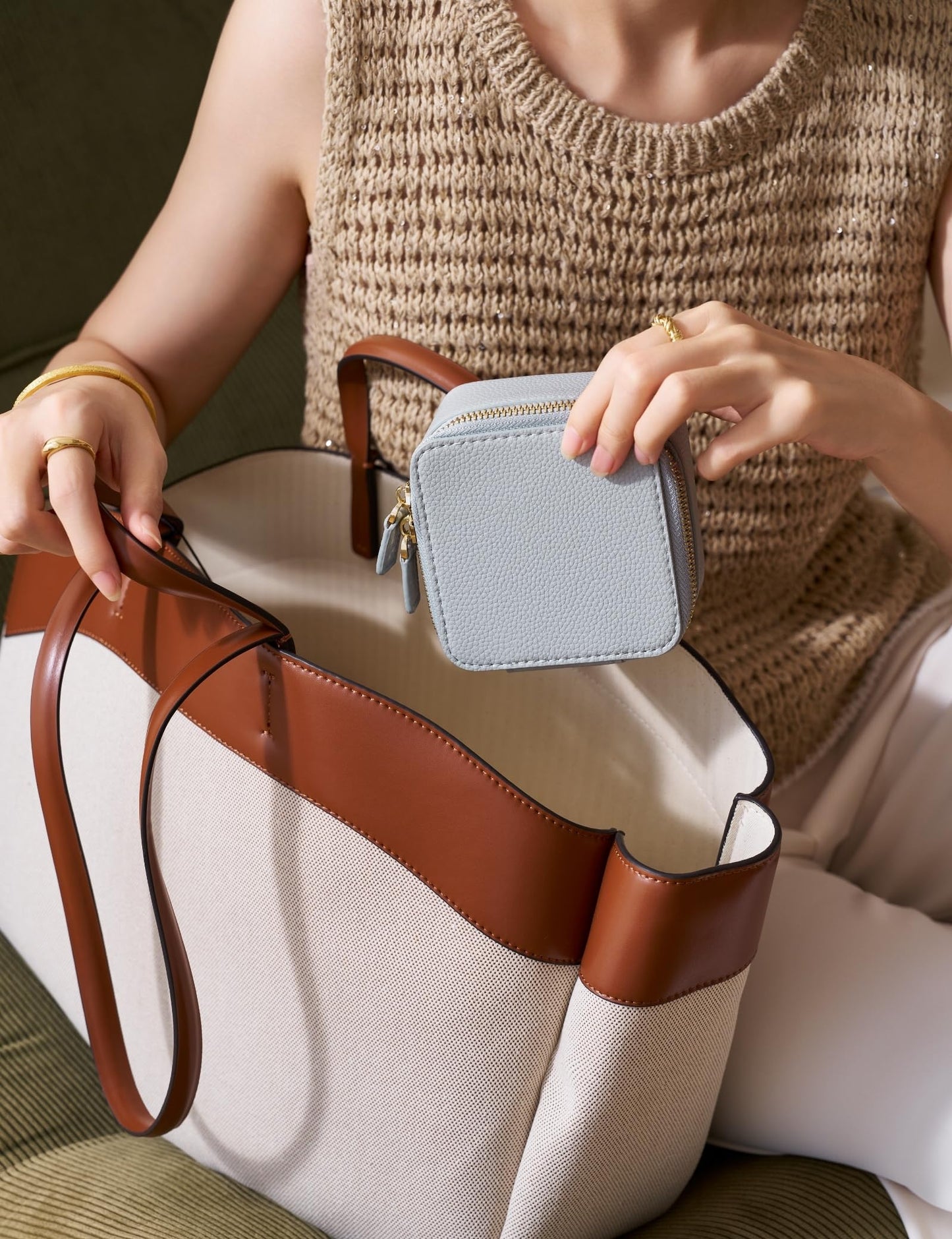 Popvibe Travel Jewelry Case Set, Blue Gray