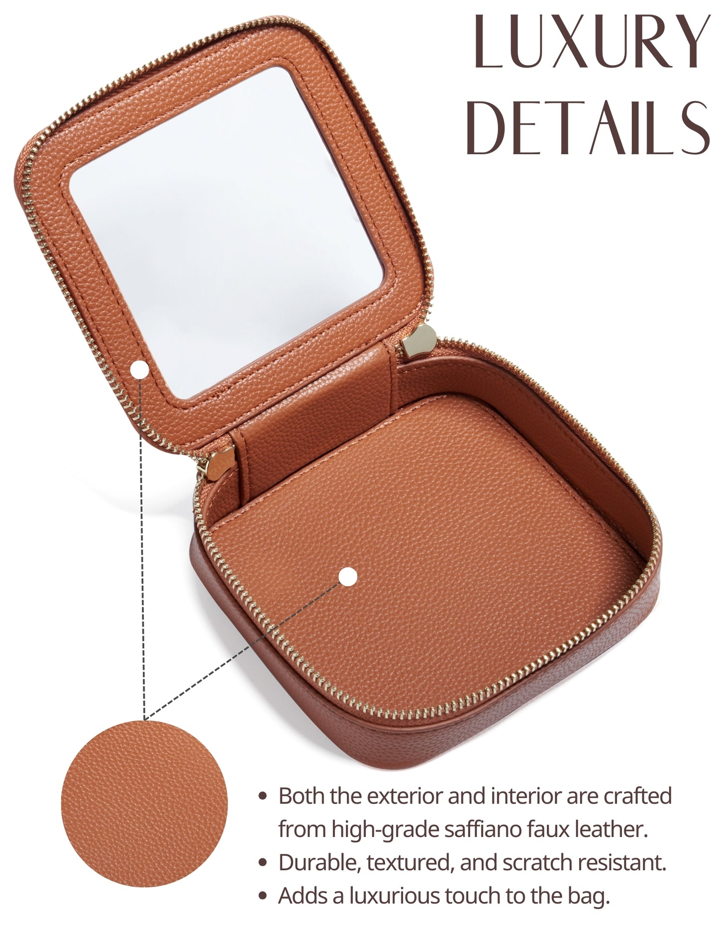 Popvibe Clear Makeup Bag, Mini, Brown