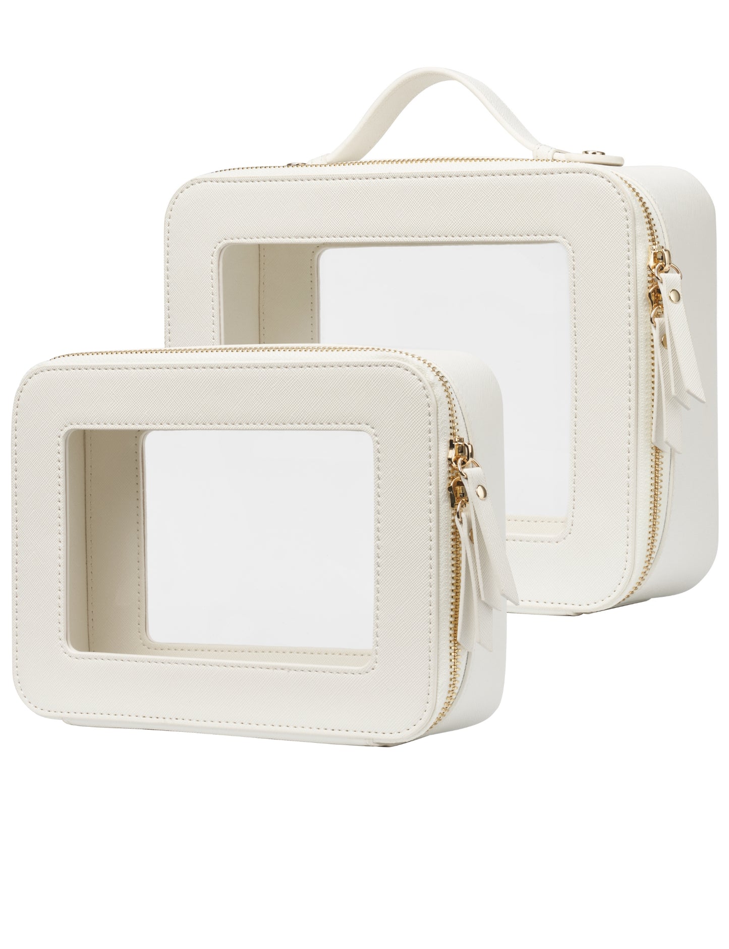Popvibe Clear Makeup Bag, Two-Piece Set, White