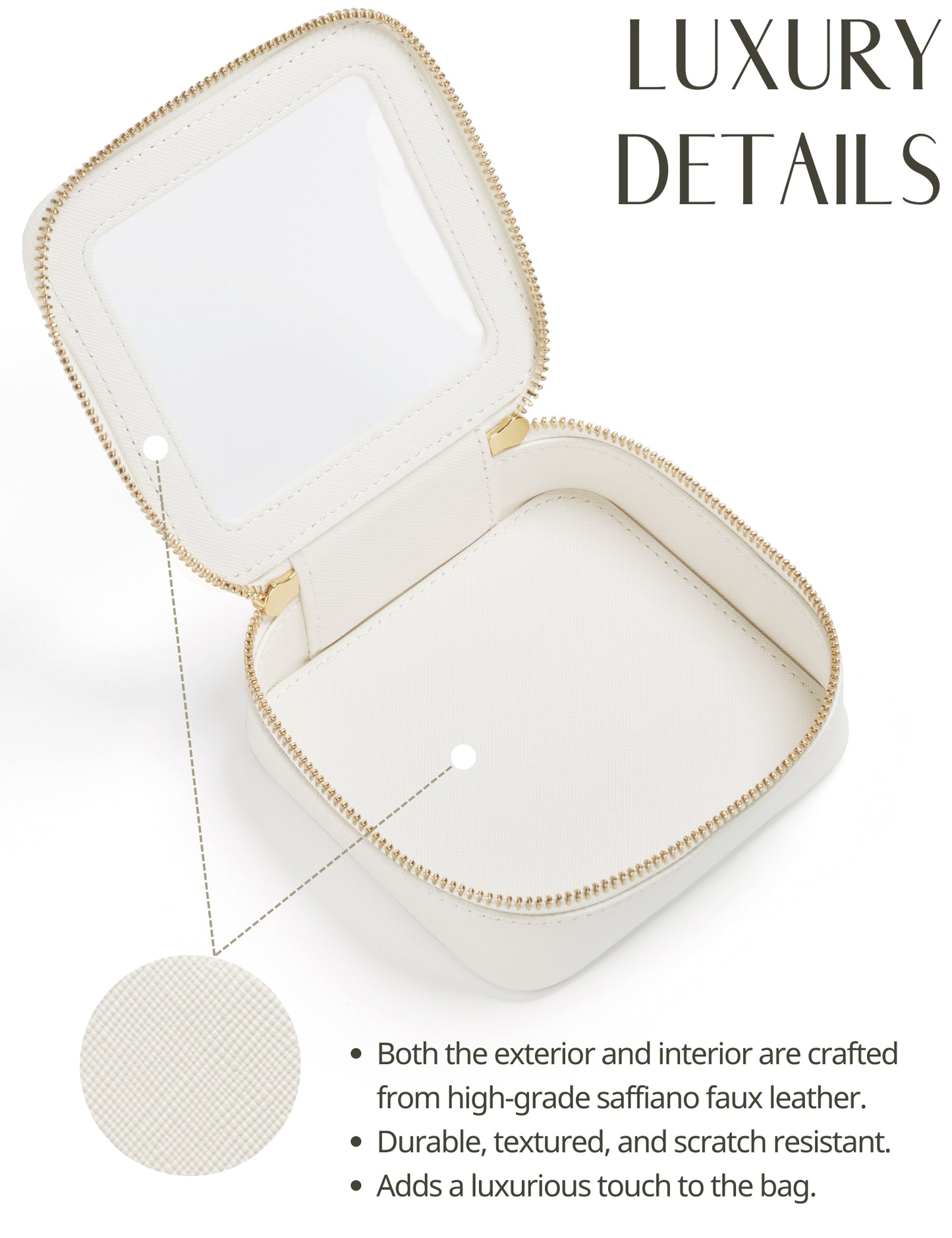 Popvibe Clear Makeup Bag, Mini, White