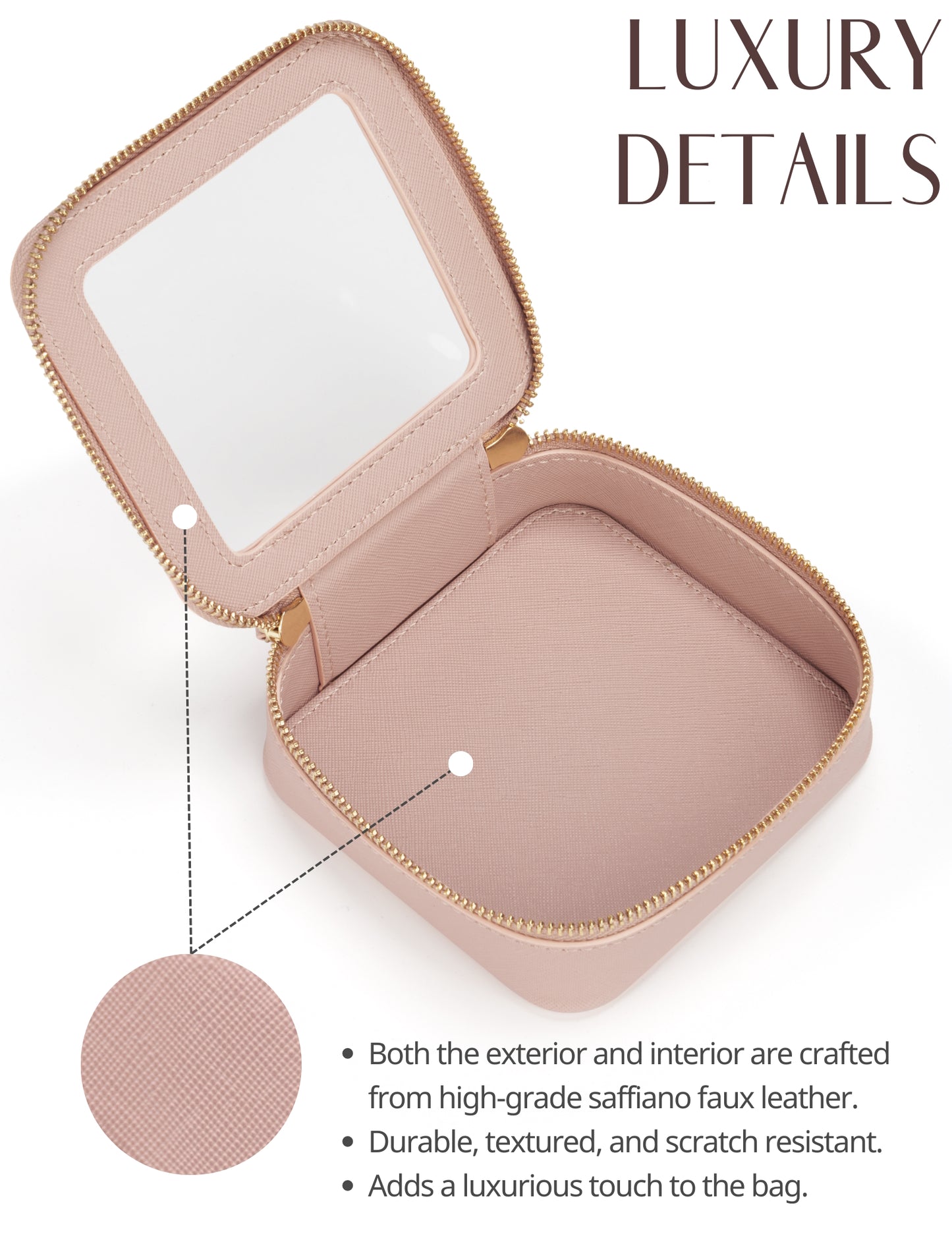 Popvibe Clear Makeup Bag, Mini, Pink