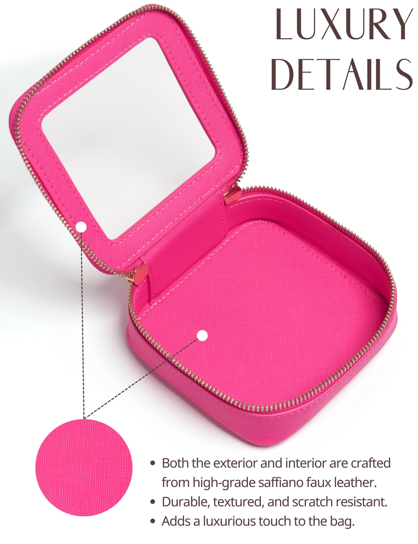 Popvibe Clear Makeup Bag, Mini, Hot Pink