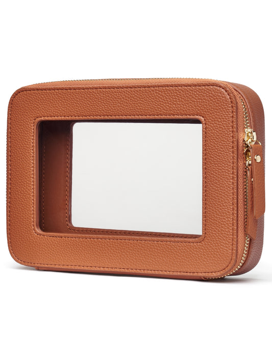 Popvibe Clear Makeup Bag, Medium, Brown