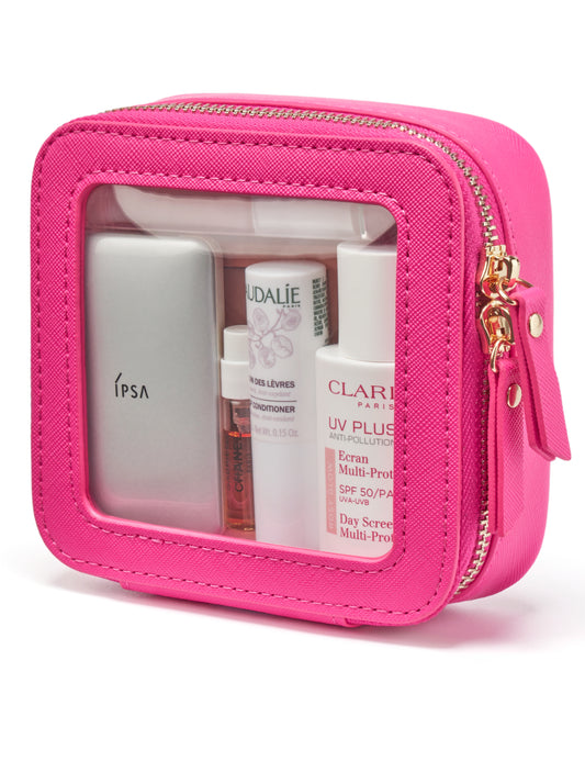 Popvibe Clear Makeup Bag, Mini, Hot Pink