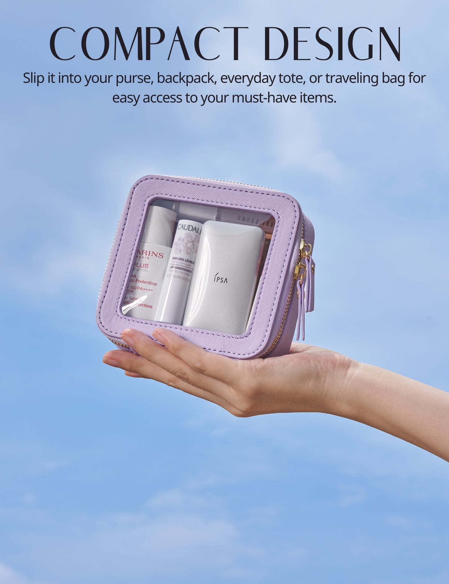 Popvibe Clear Makeup Bag, Mini, Purple