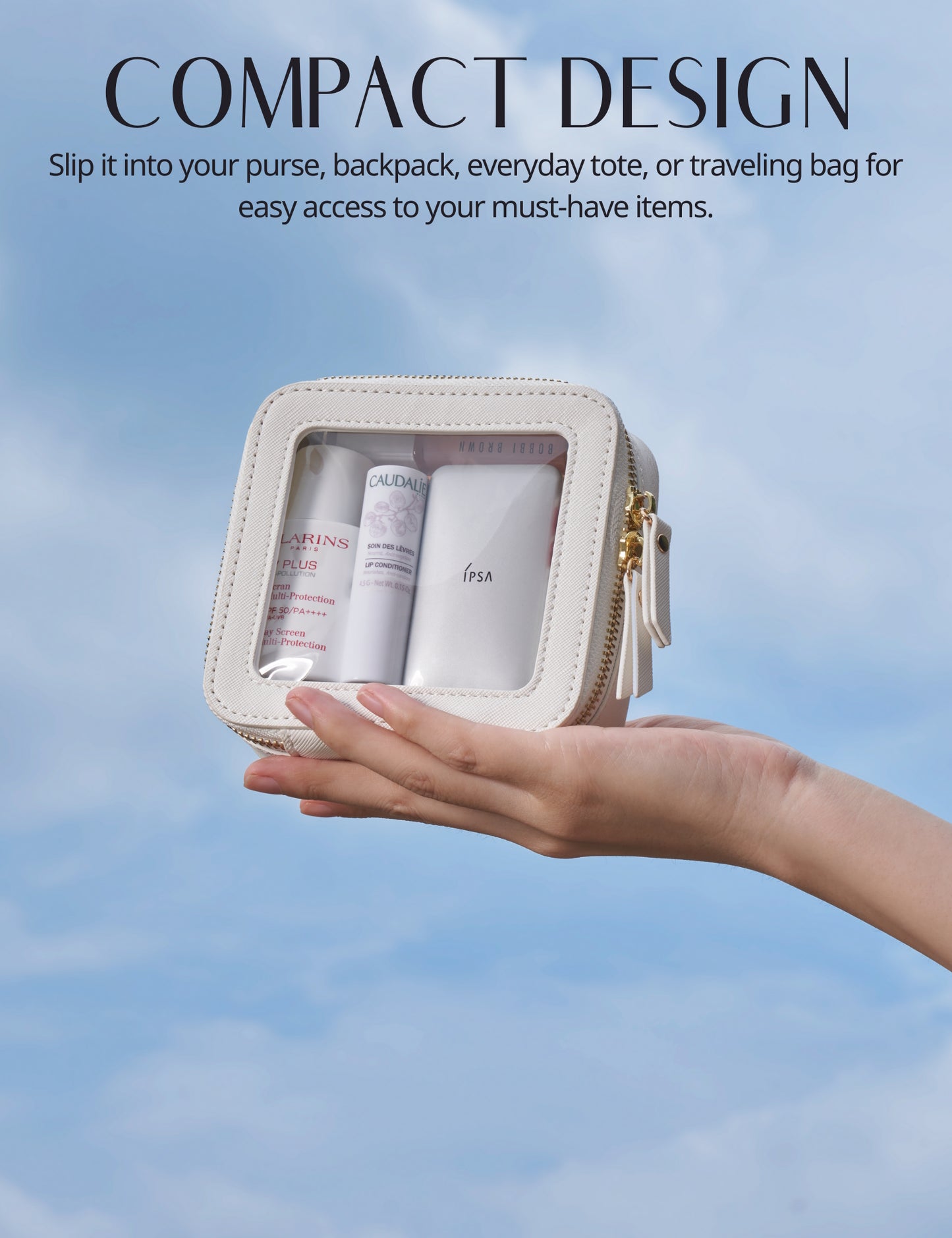 Popvibe Clear Makeup Bag, Mini, White