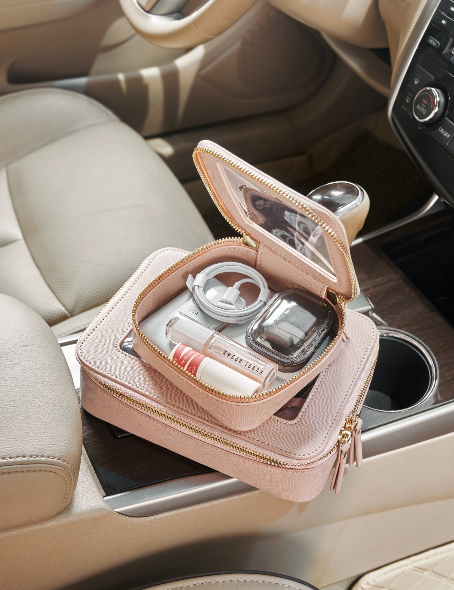 Popvibe Clear Makeup Bag, Mini, Pink