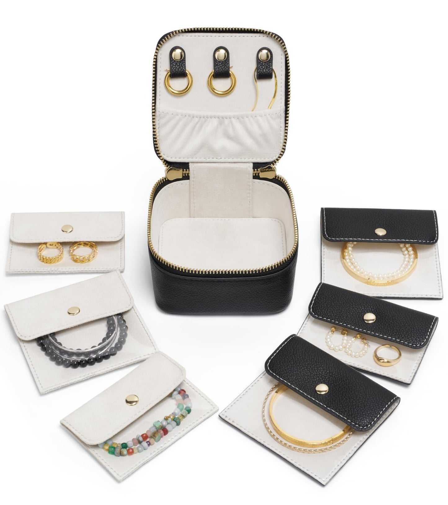 Popvibe Travel Jewelry Case Set, Black