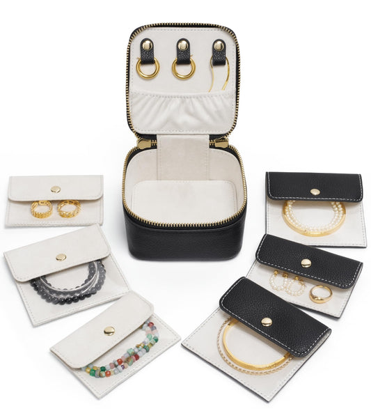 Popvibe Travel Jewelry Case Set, Black