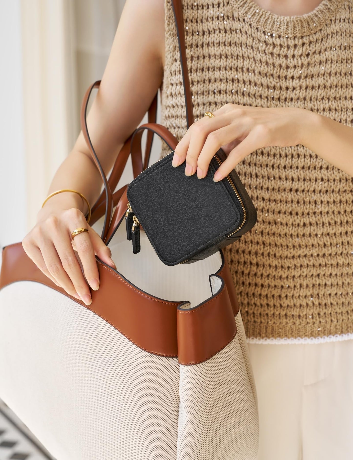 Popvibe Travel Jewelry Case Set, Black