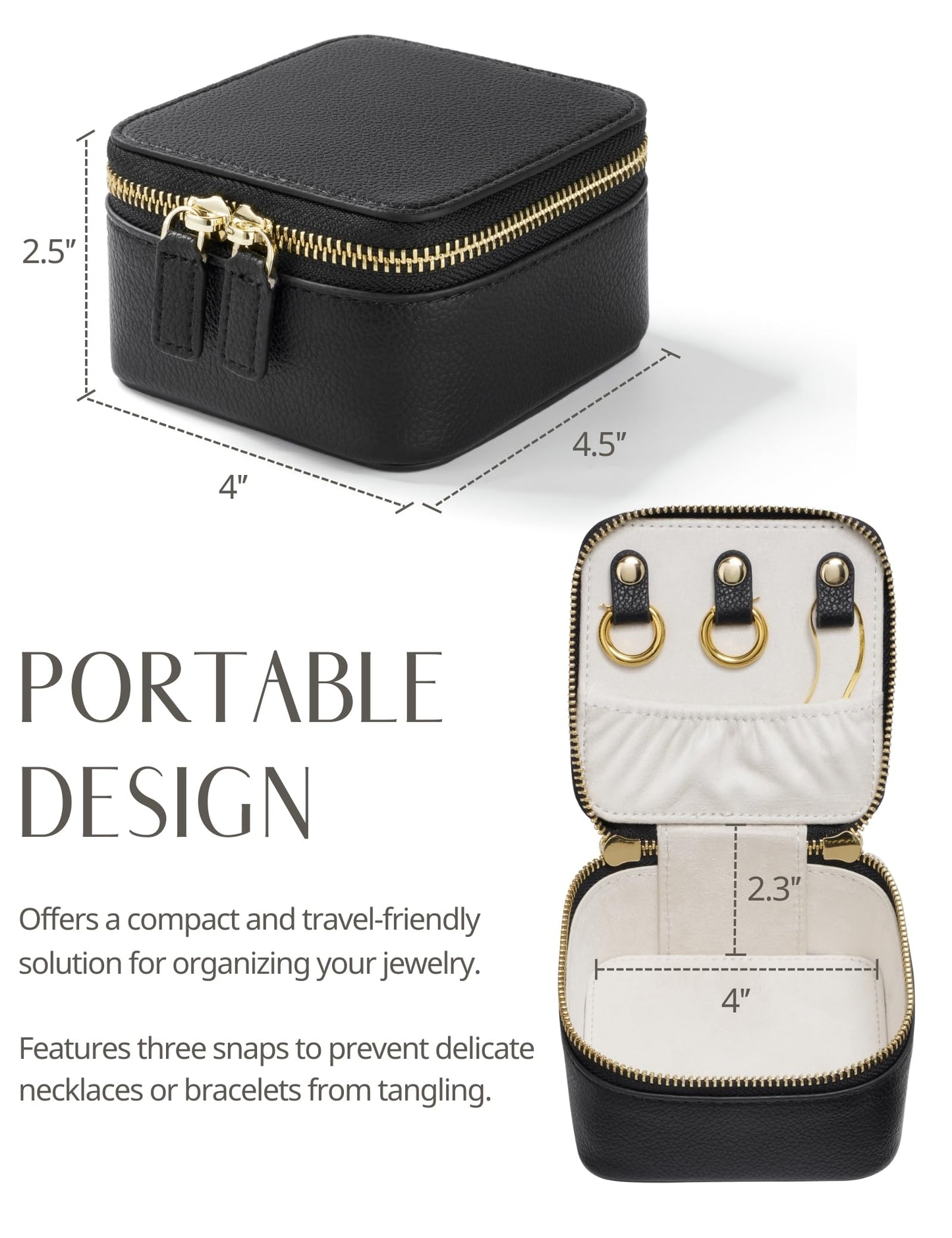 Popvibe Travel Jewelry Case Set, Black