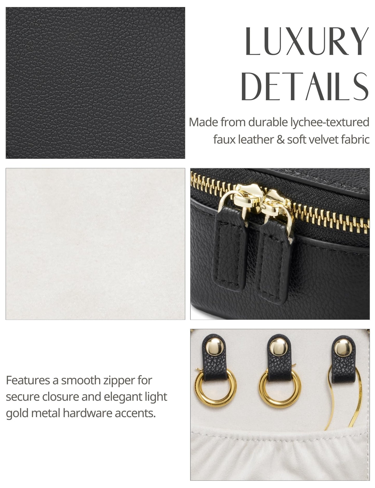 Popvibe Travel Jewelry Case Set, Black