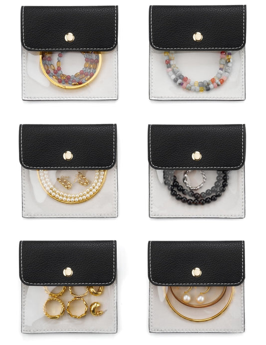 Popvibe 6 Pcs Jewelry Bags, Mini, Black