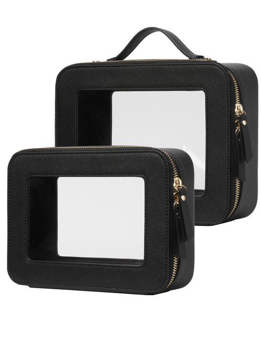 Popvibe Clear Makeup Bag, Two-Piece Set, Black