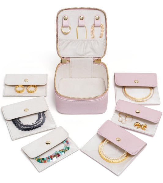 Popvibe Travel Jewelry Case Set, Pink