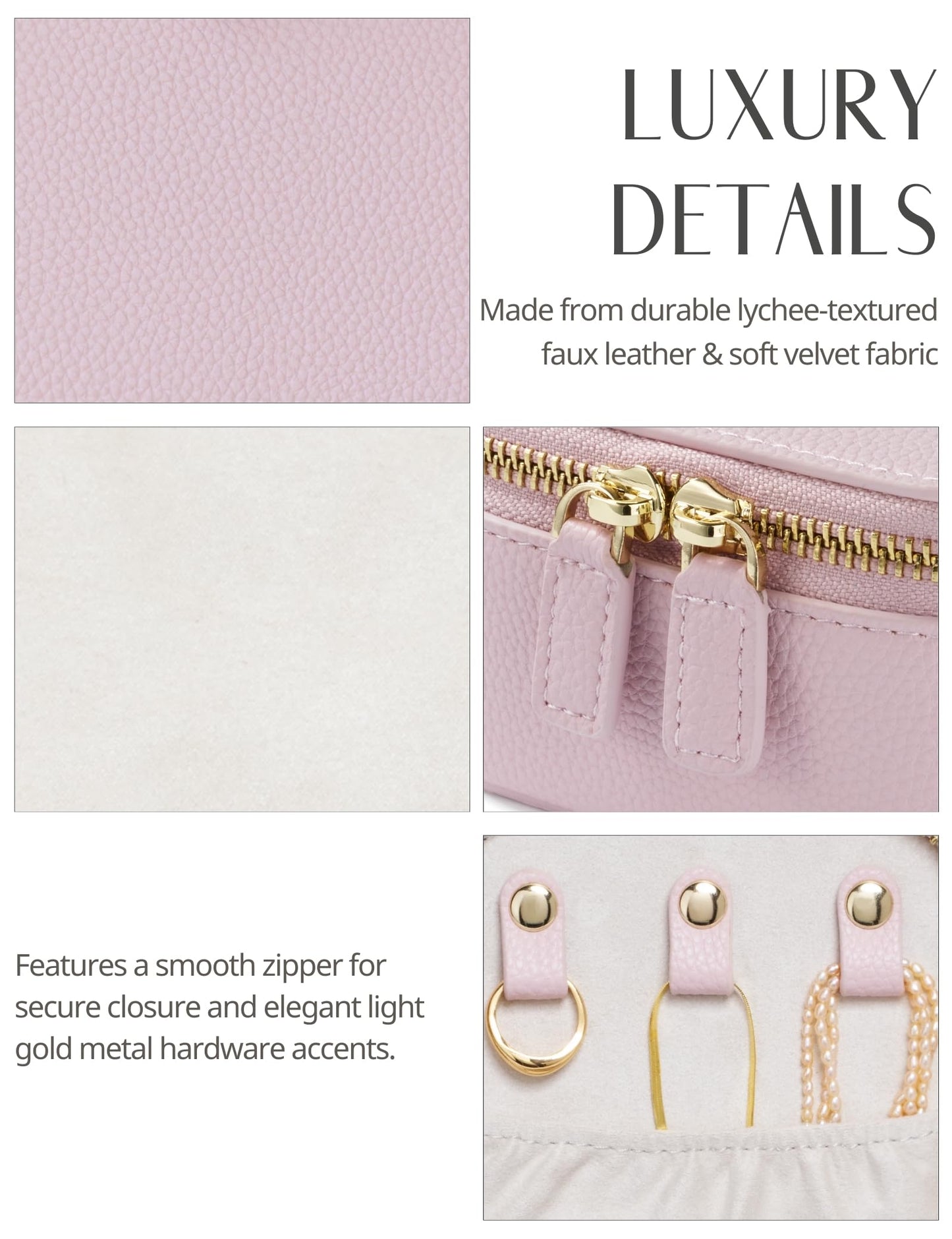 Popvibe Travel Jewelry Case Set, Pink