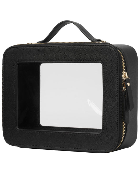 Popvibe Clear Makeup Bag, Large, Black
