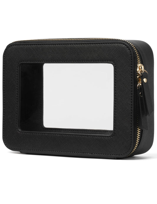 Popvibe Clear Makeup Bag, Medium, Black