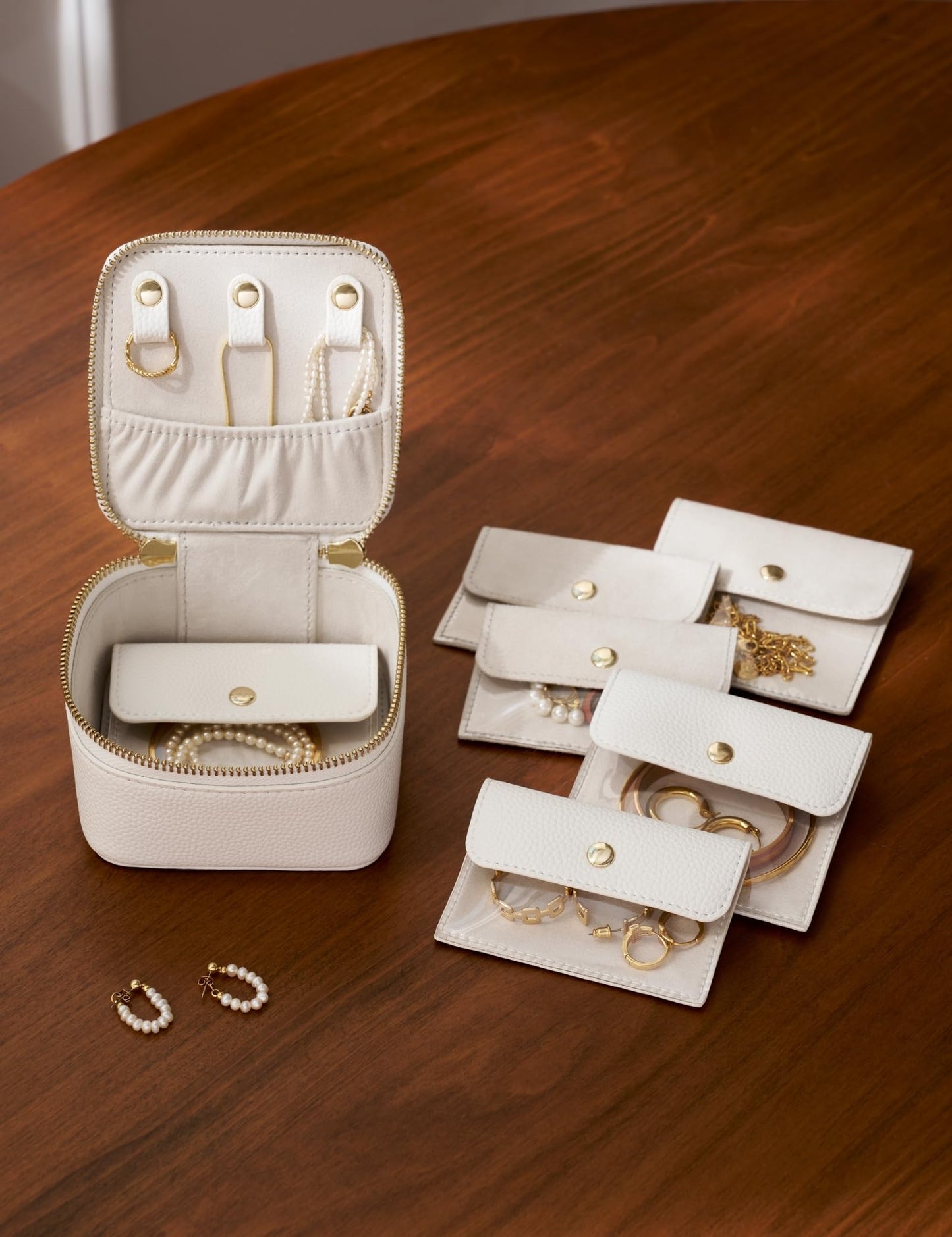 Popvibe Travel Jewelry Case Set, White