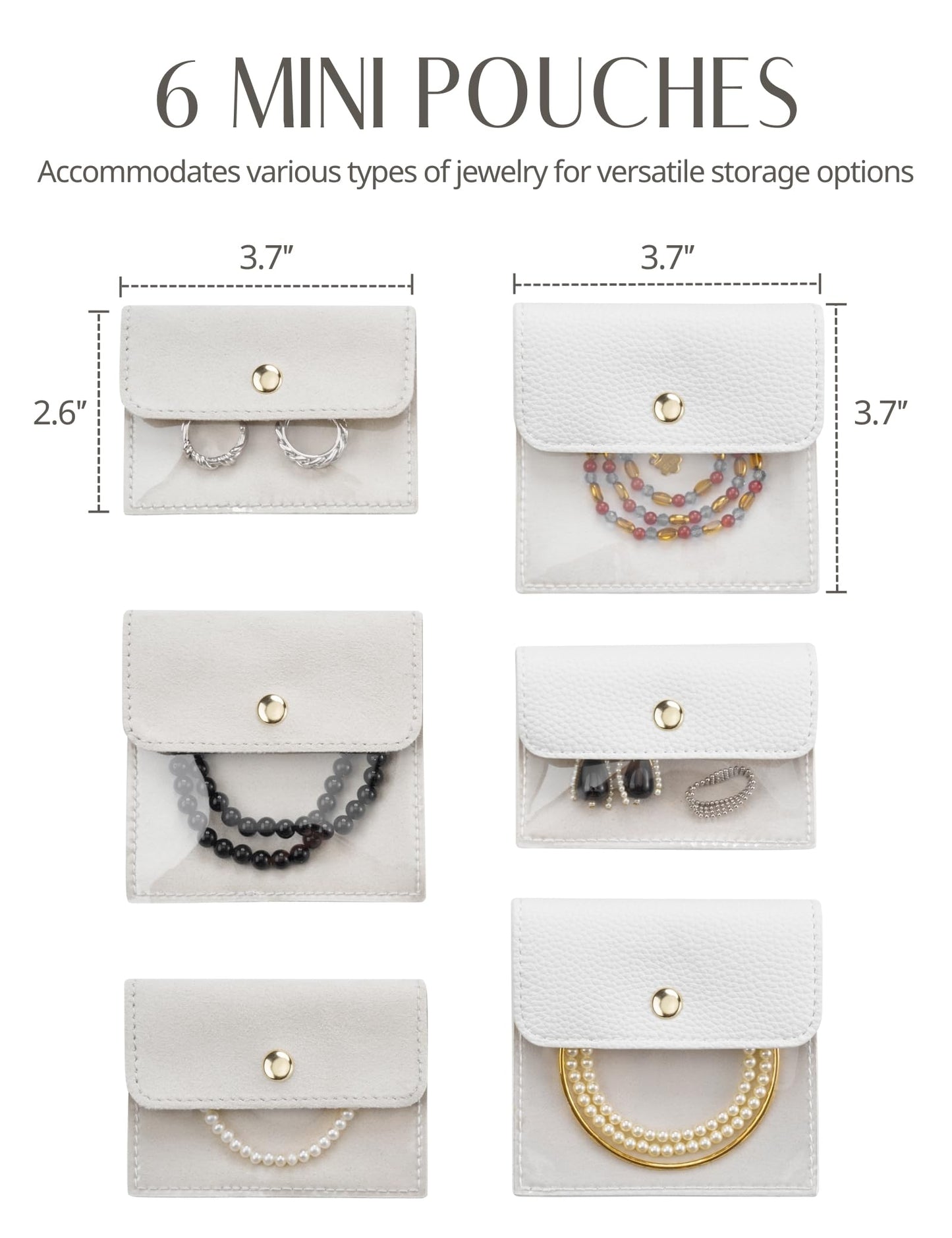 Popvibe Travel Jewelry Case Set, White