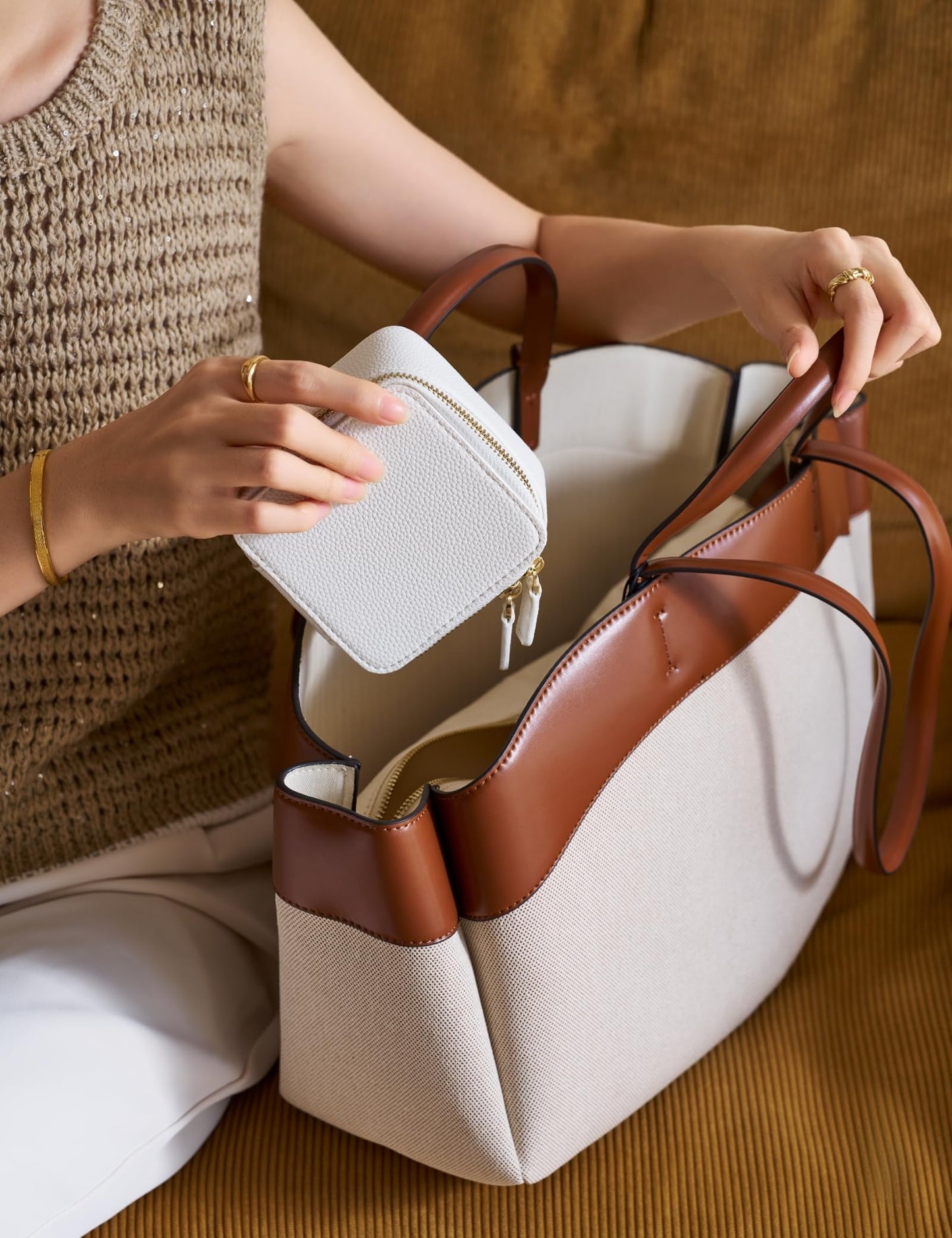 Popvibe Travel Jewelry Case Set, White