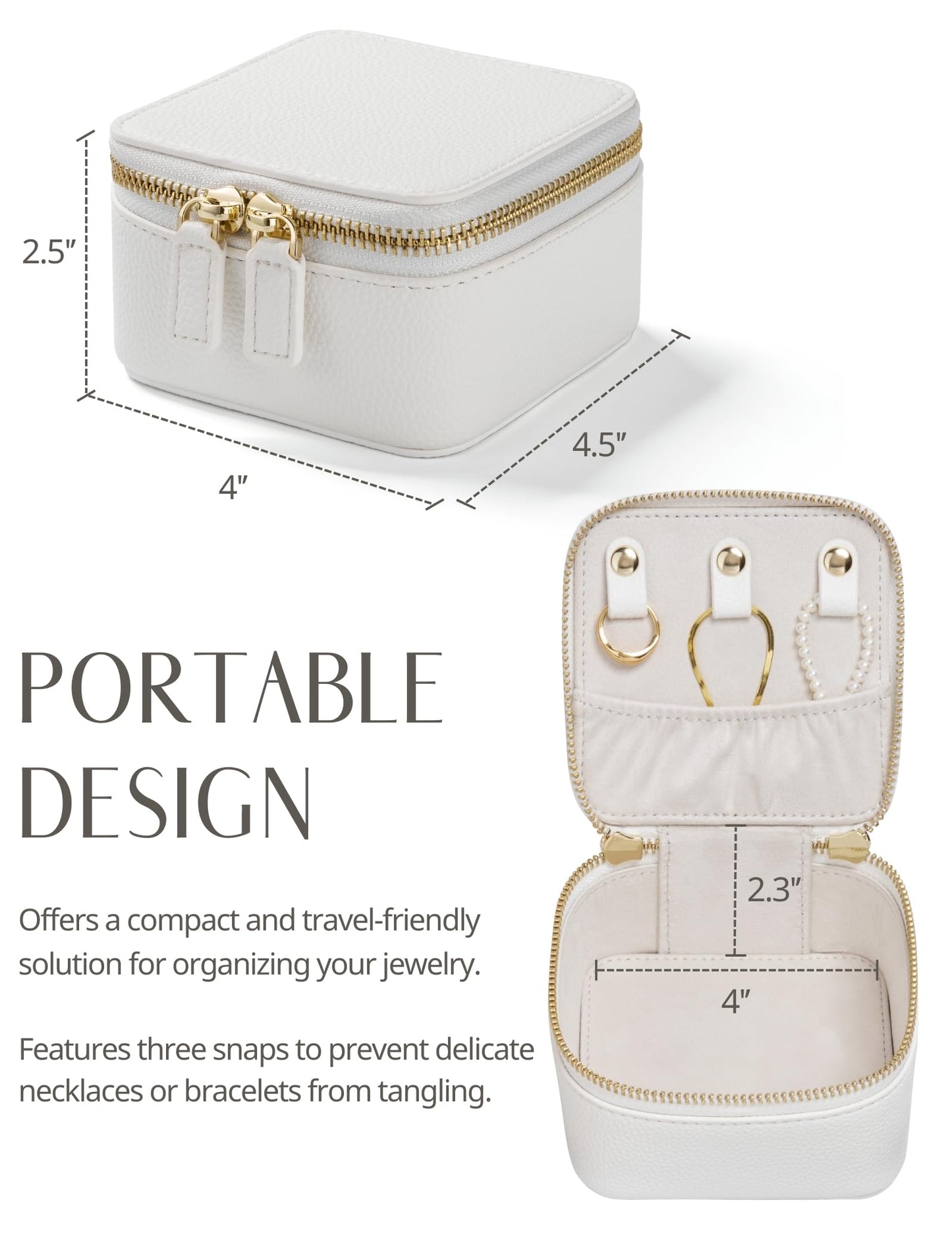 Popvibe Travel Jewelry Case Set, White