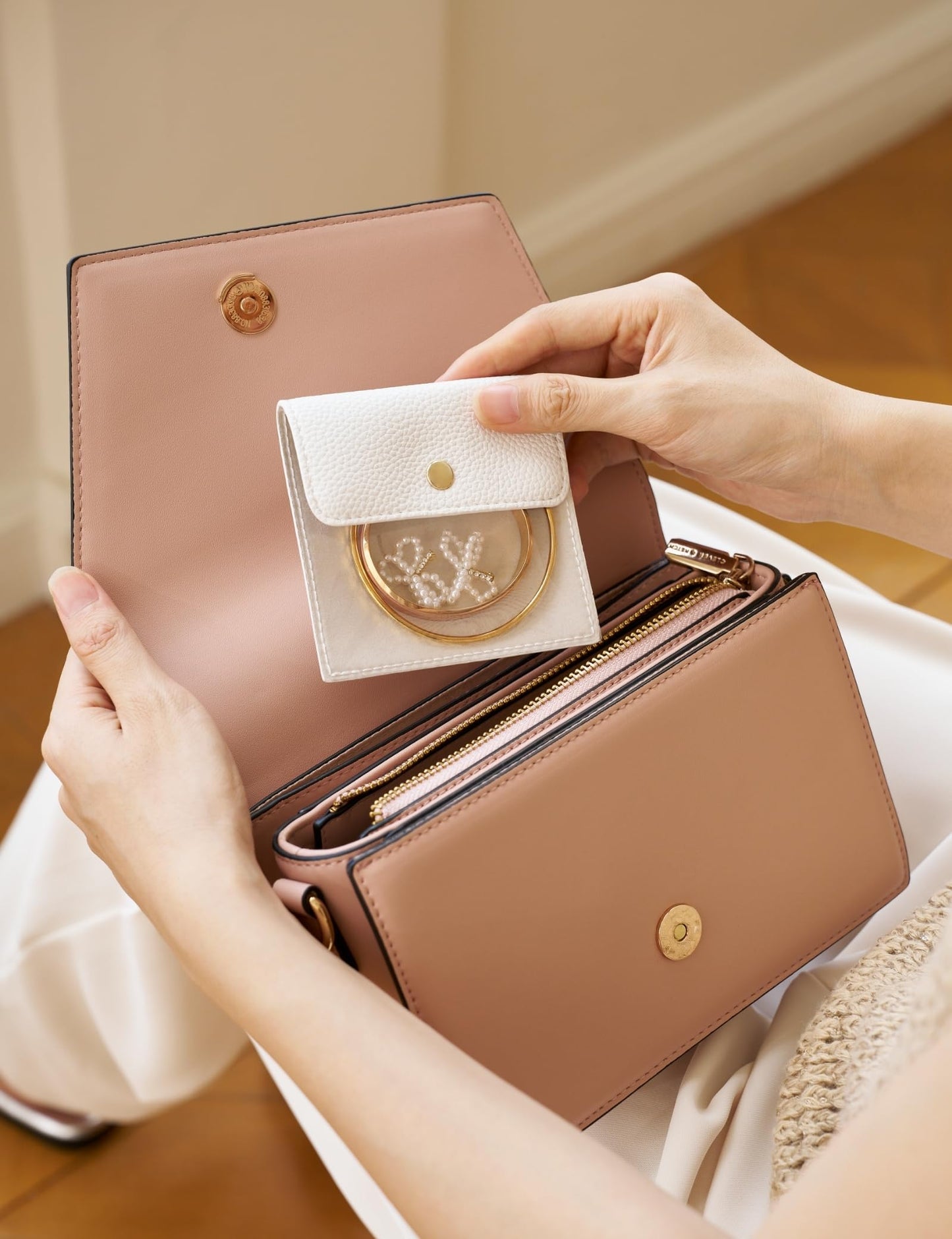 Popvibe Travel Jewelry Case Set, White