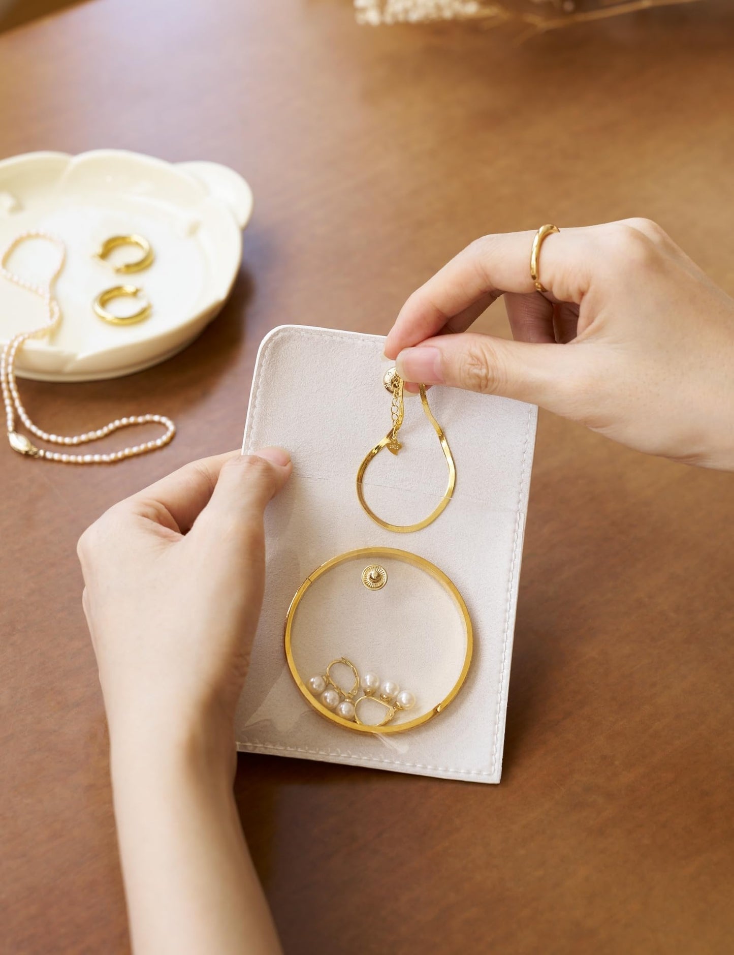 Popvibe Travel Jewelry Case Set, White