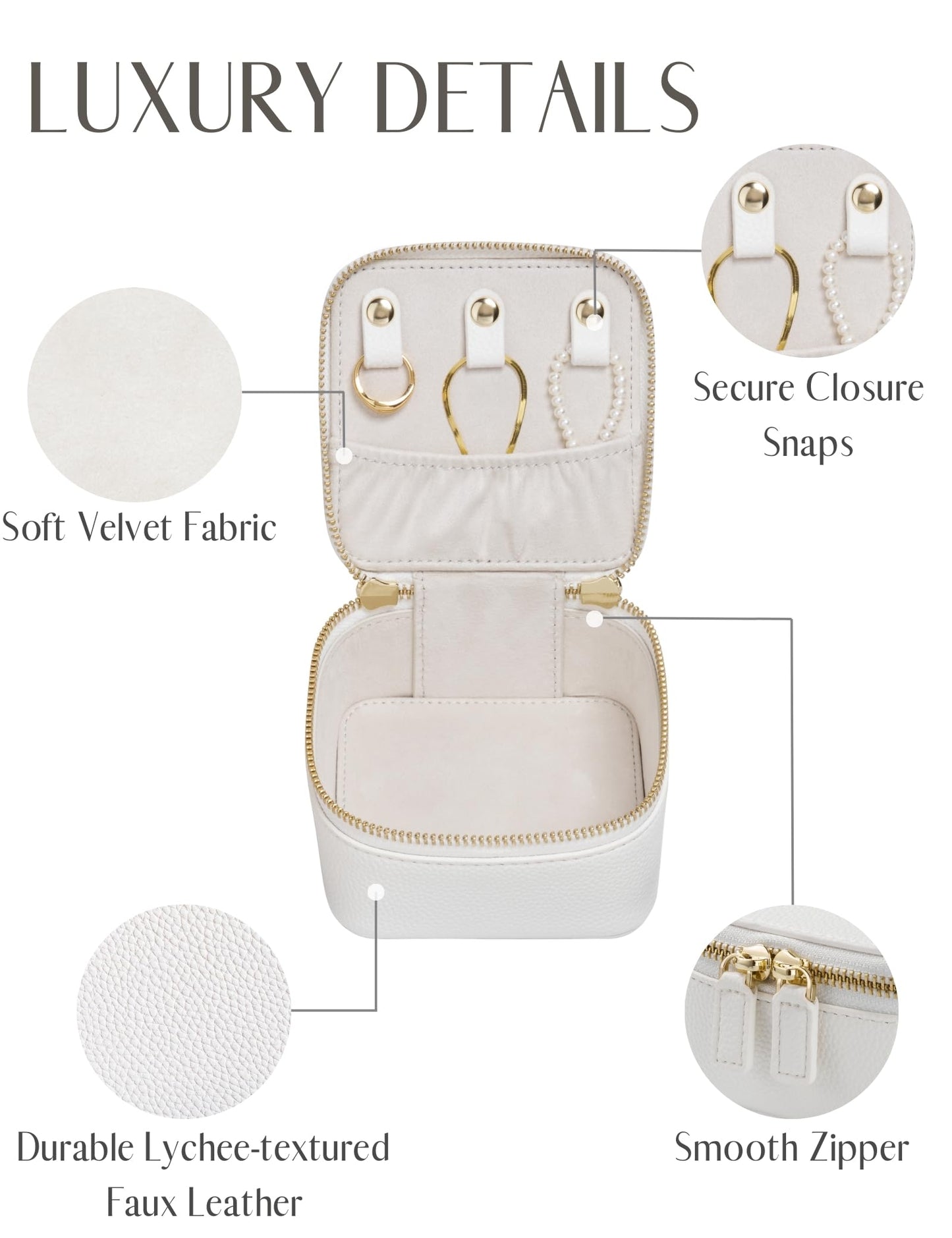Popvibe Travel Jewelry Case Set, White