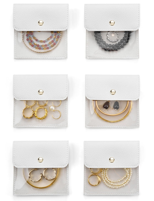 Popvibe 6 Pcs Jewelry Bags, Mini, White
