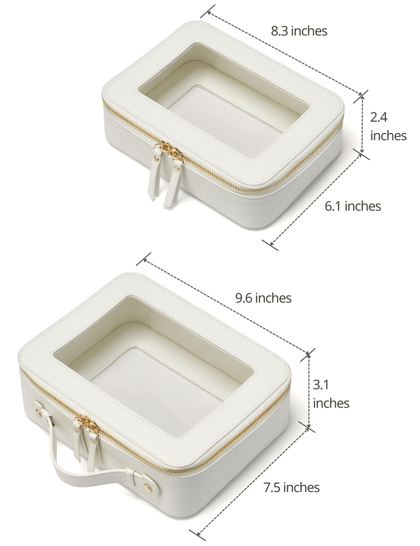 Popvibe Clear Makeup Bag, Two-Piece Set, White