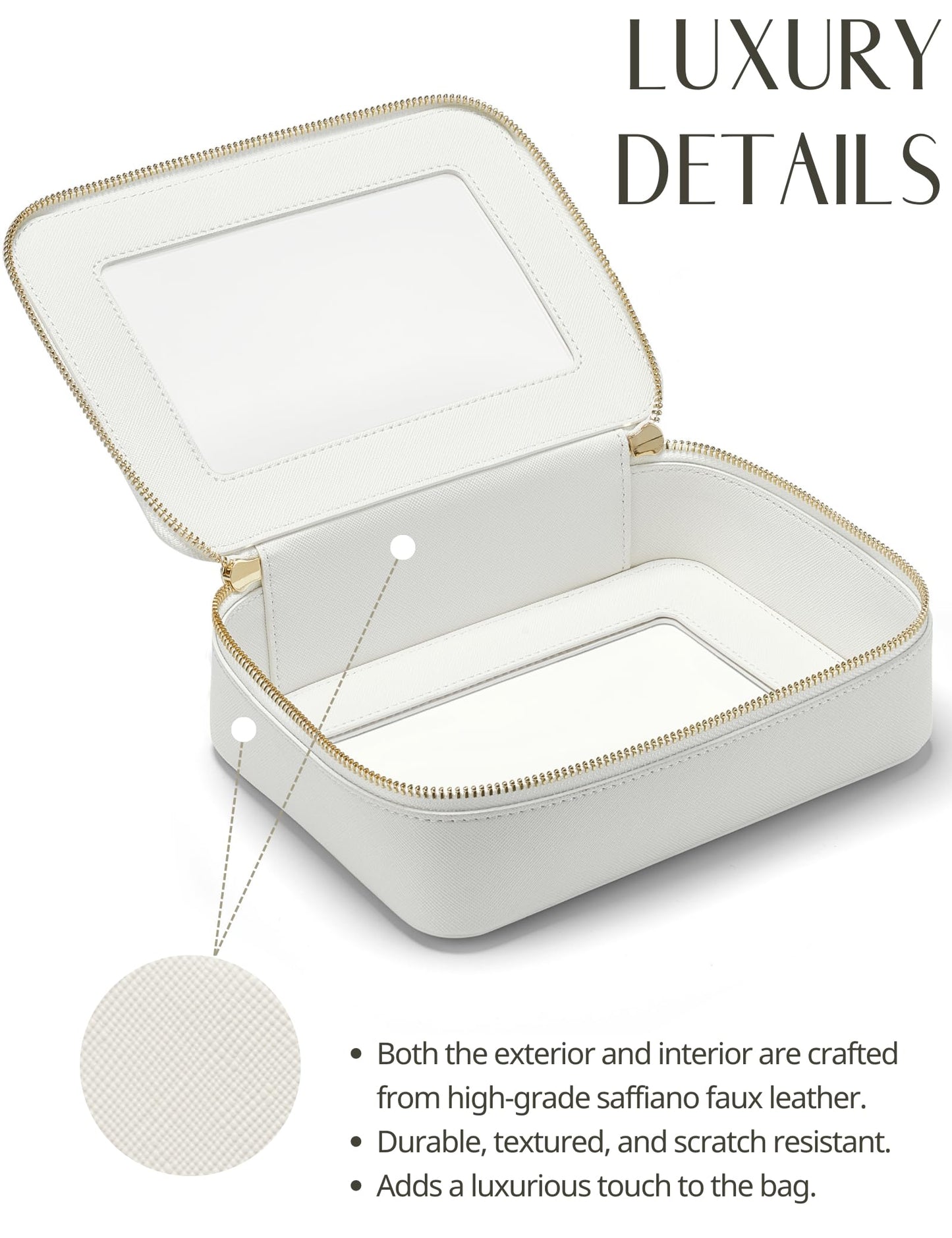 Popvibe Clear Makeup Bag, Two-Piece Set, White