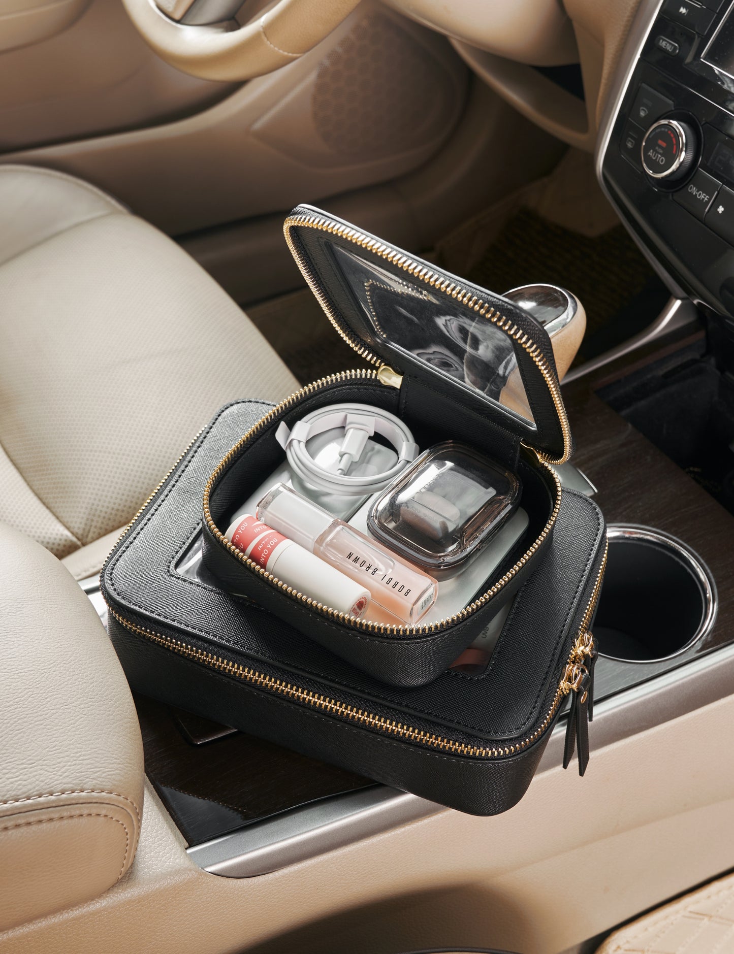 Popvibe Clear Makeup Bag, Mini,Black