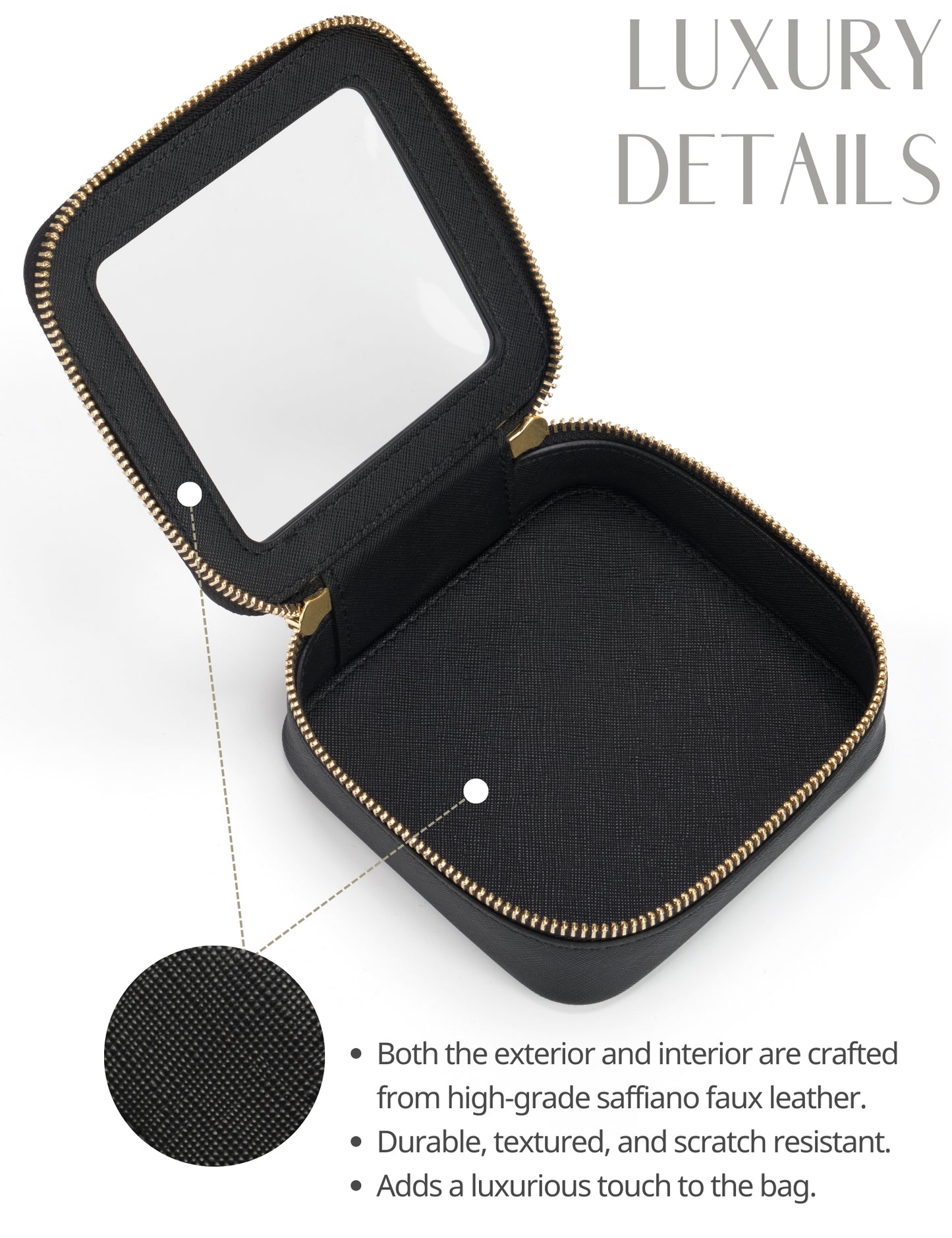 Popvibe Clear Makeup Bag, Mini,Black